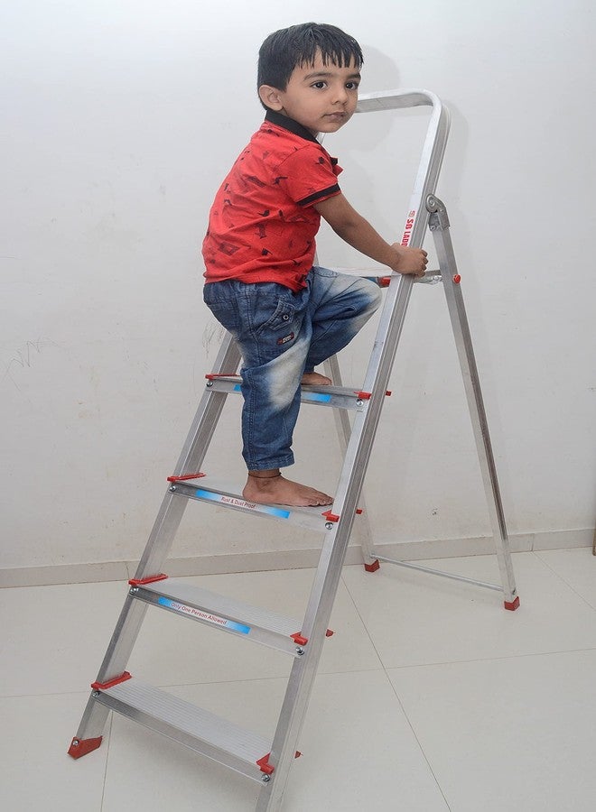 أس بي سلم ألومنيوم SB للمنزل/المكتب، 5 درجات، نوع A، قابل للطي، متعدد الاستخدامات مع منصة علوية - Image 3